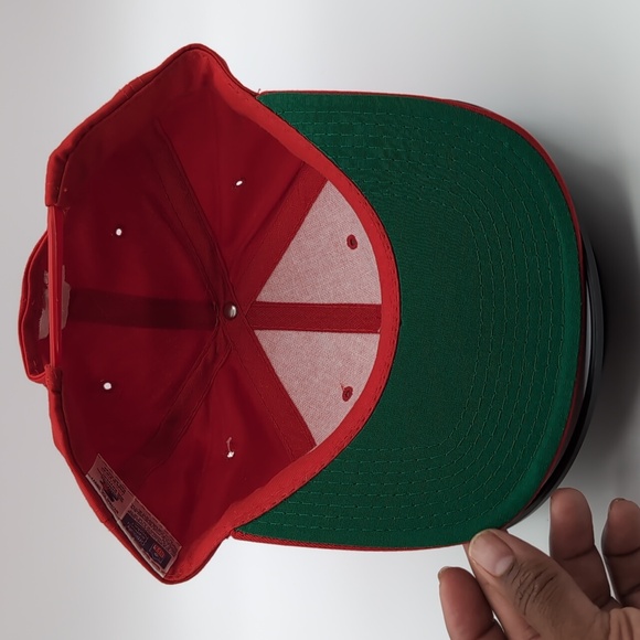 Starter|NWT Vintage NFL San Francisco 49ers Red Sports Cap Snap Back Green Brim - Picture 9 of 12